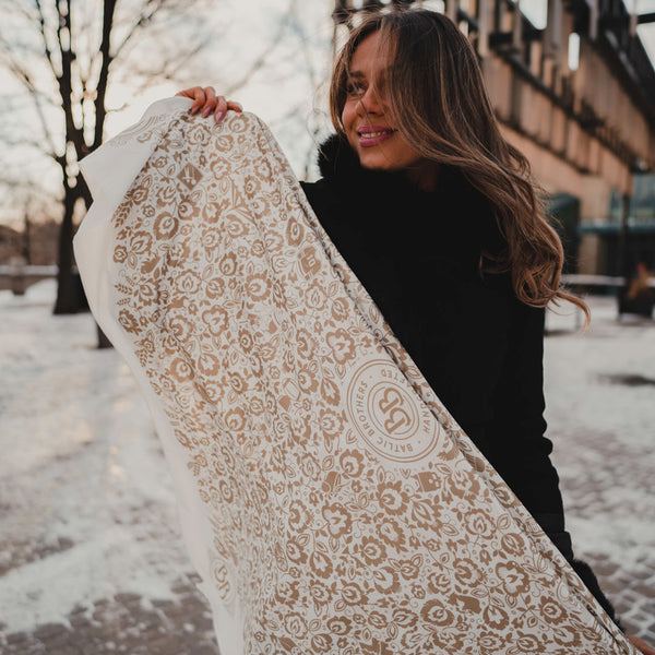 Tapestry of Manitoba Scarf WHITE/GOLD - Scarves for Ukraine
